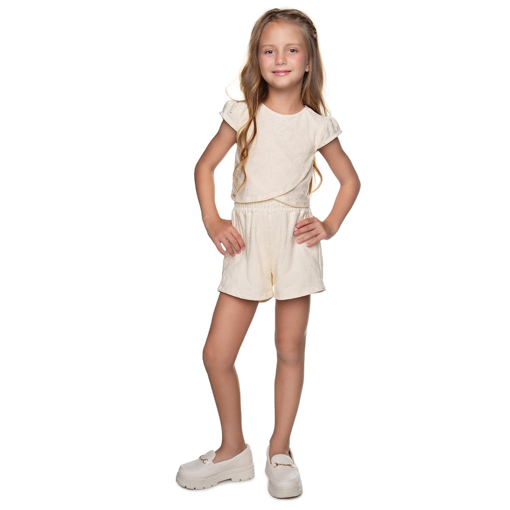 Conjunto Infantil Feminino Have Fun Blusa e Short em Malha Laise