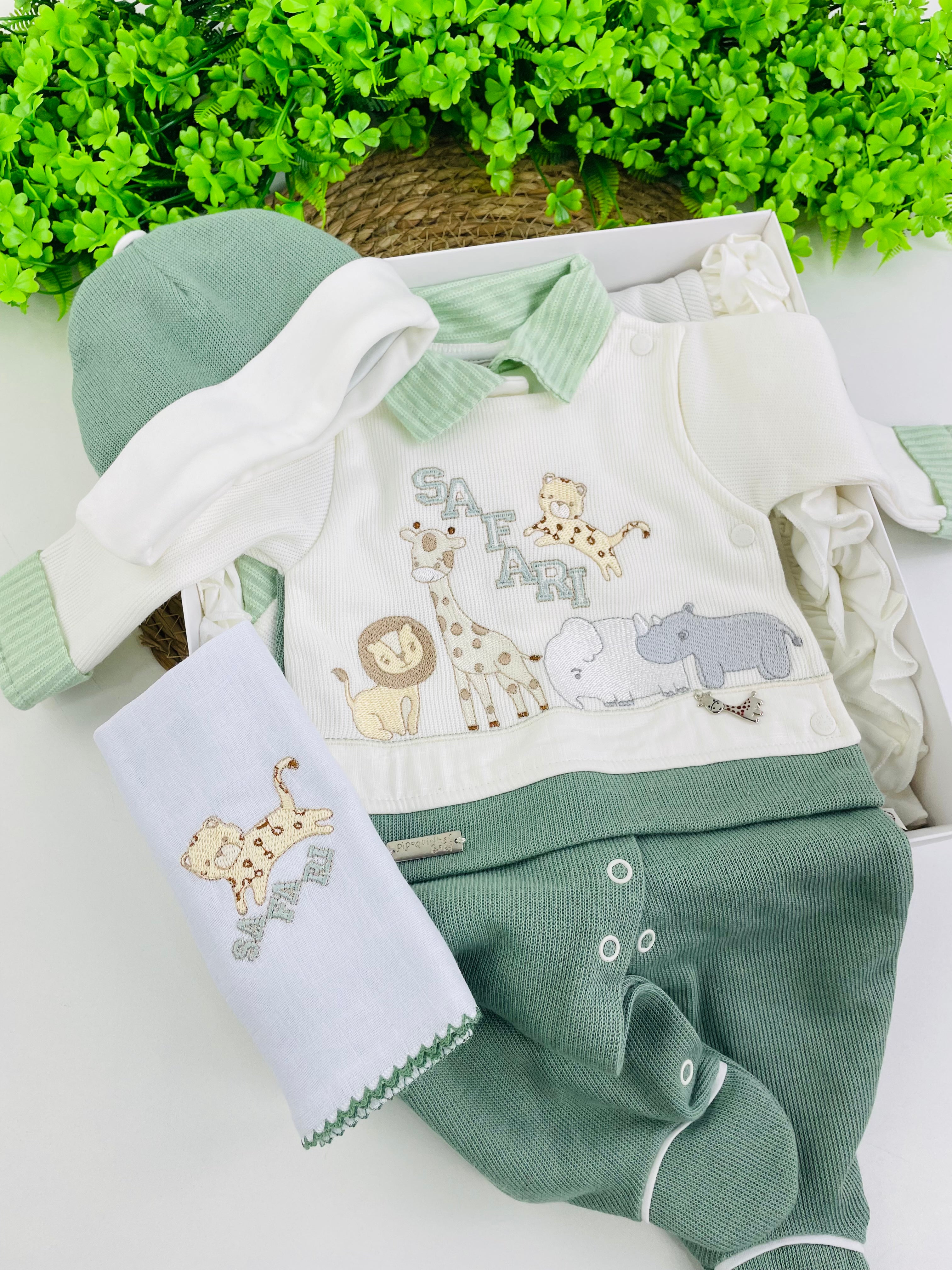 Saida De Maternidade Pipoquinhas Baby Safari 4 Peças
