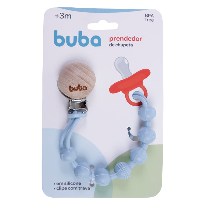 Prendedor de Chupeta Buba Bolinhas em Silicone +3M
