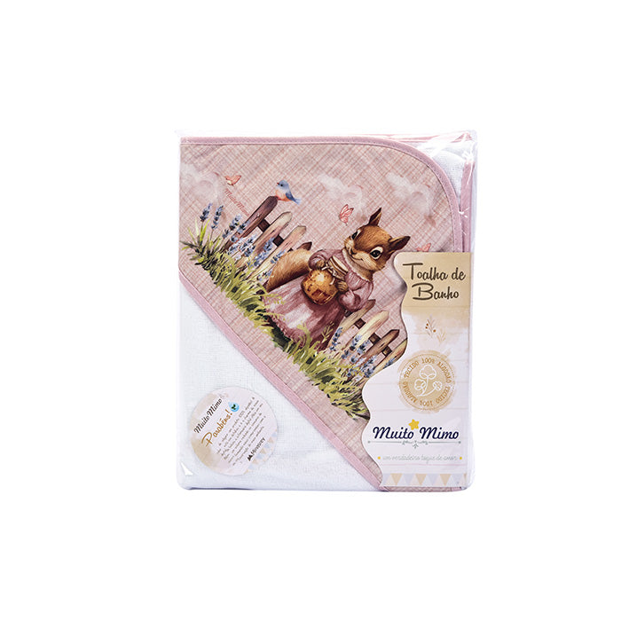 Toalha Felpa Muito Mimo com Forro e Capuz Bebê