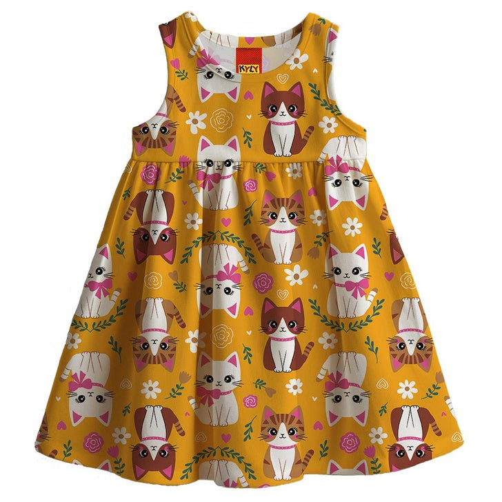 Vestido Kyly Infantil Menina Gatinhas e Flores