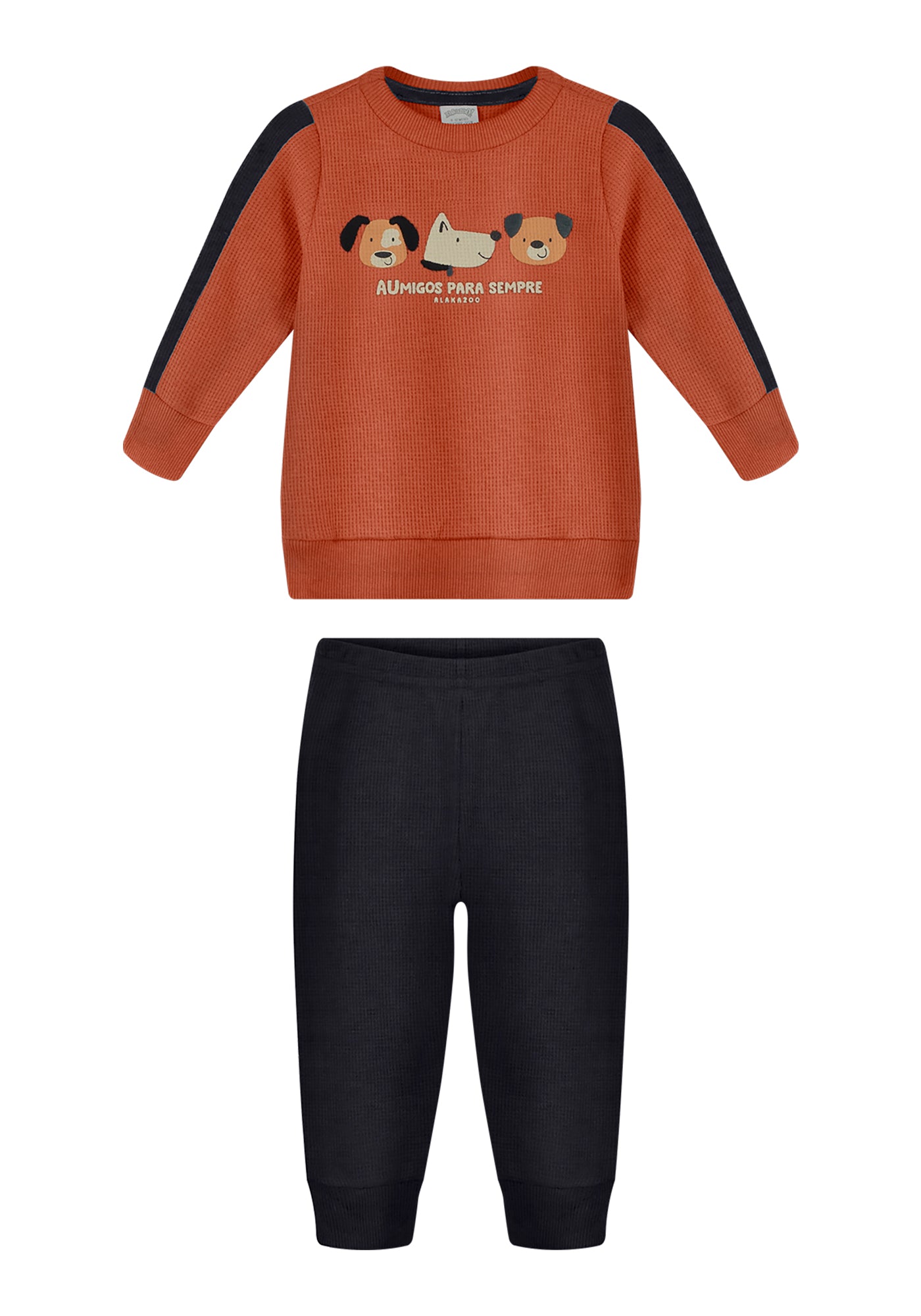 Conjunto Infantil Masculino Alakazoo Manga Longa Meia Malha Penteada Aumigos