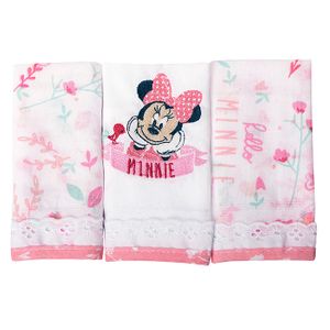 Babete Disney Baby Minnie Bordada Com Bainha 3 Peças