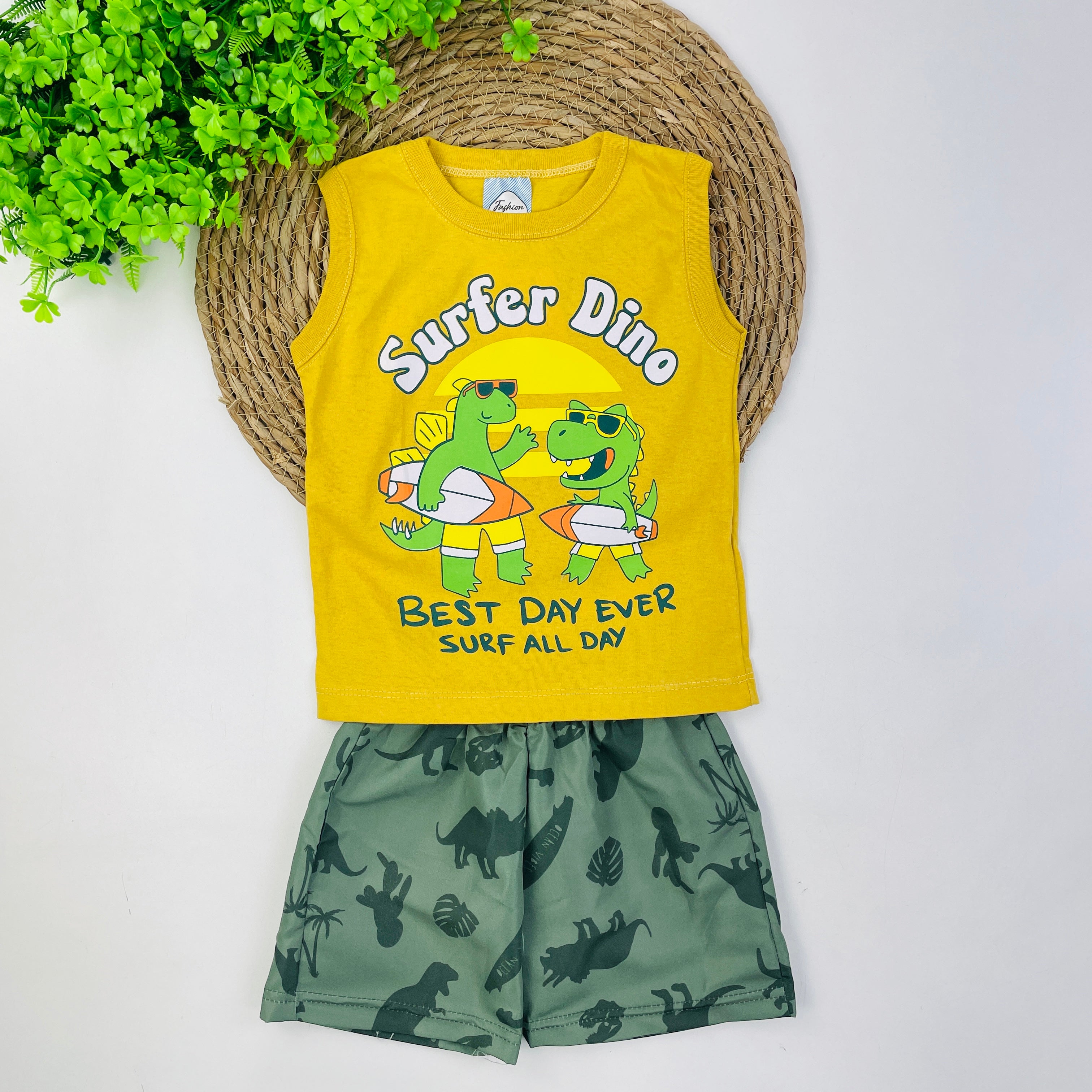 Conjunto Fashion Kids Infantil Masculino Surfer Dino