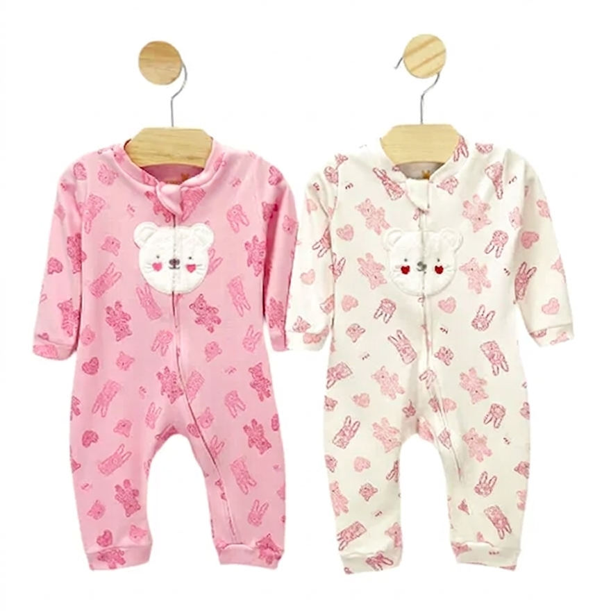 Macacão Feminino Manga Longa Kiko Baby Ursinha com Zíper