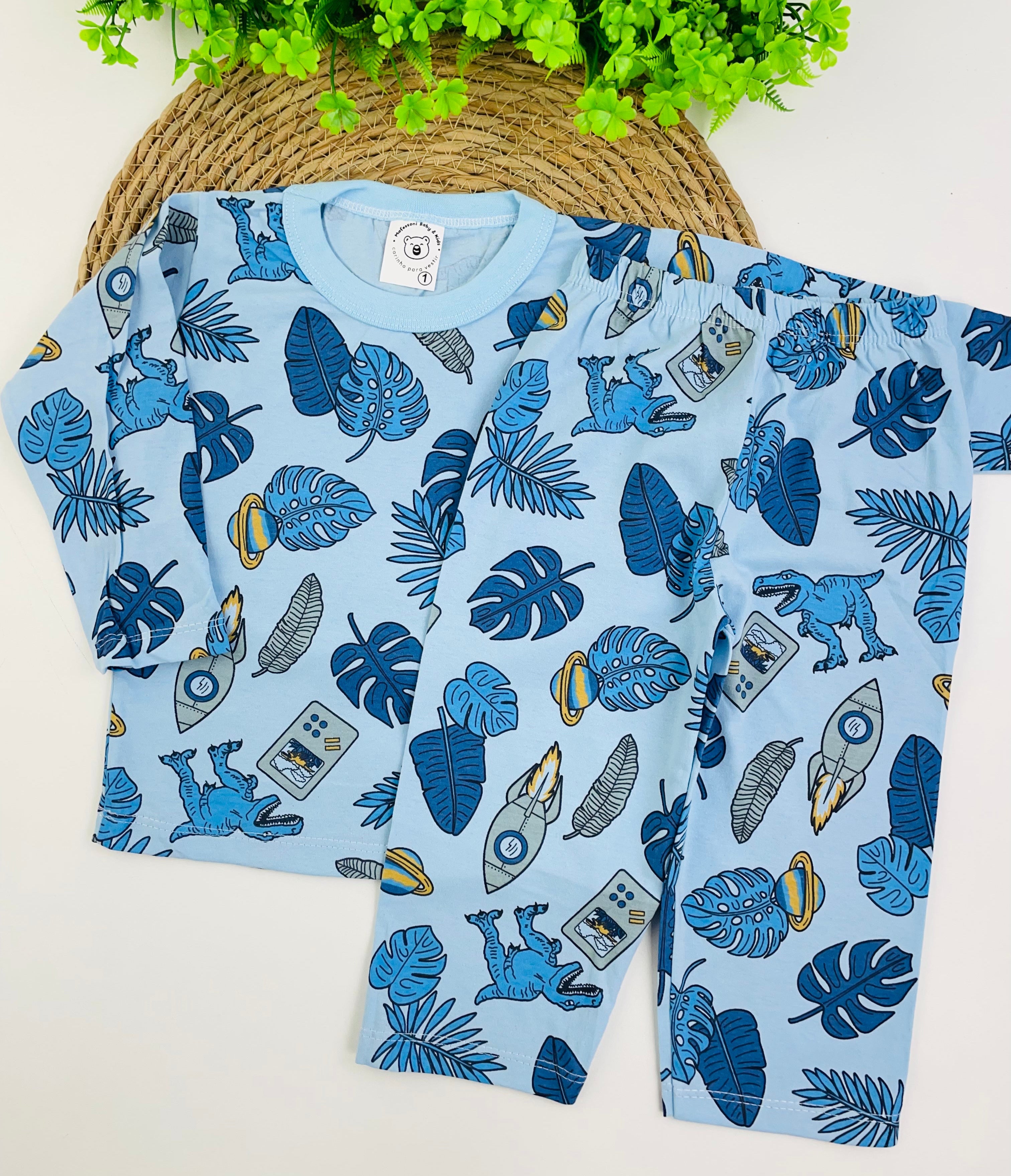Pijama Manga Longa Mafessoni Folhas