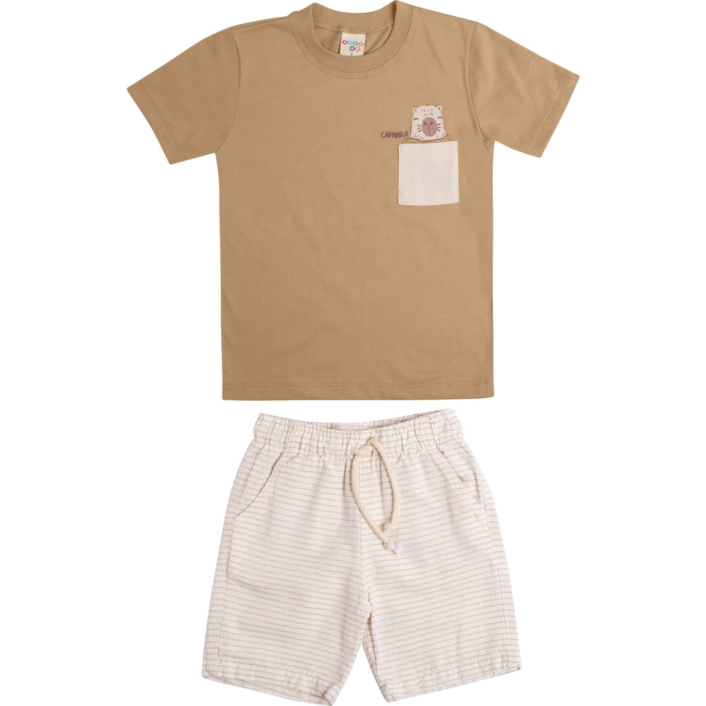Conjunto Infantil Masculino Have Fun Capivara Camiseta e Bermuda Eco