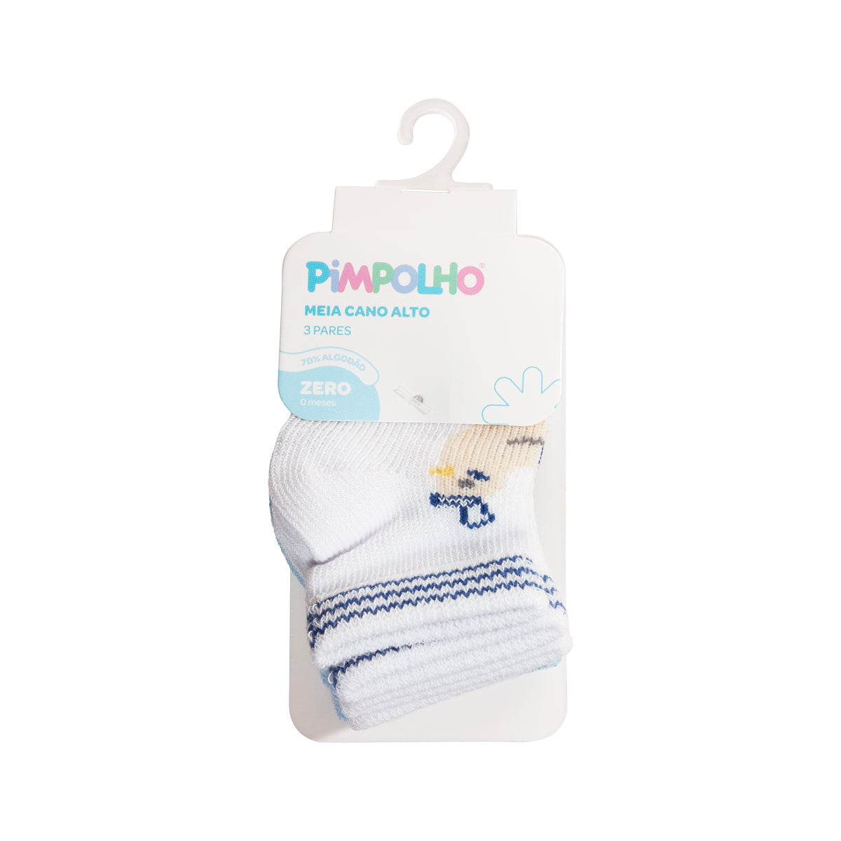 Kit Meia Infantil Masculina Pimpolho Colorida RN / Prematuro - Conforto e Proteção com 3 Pares