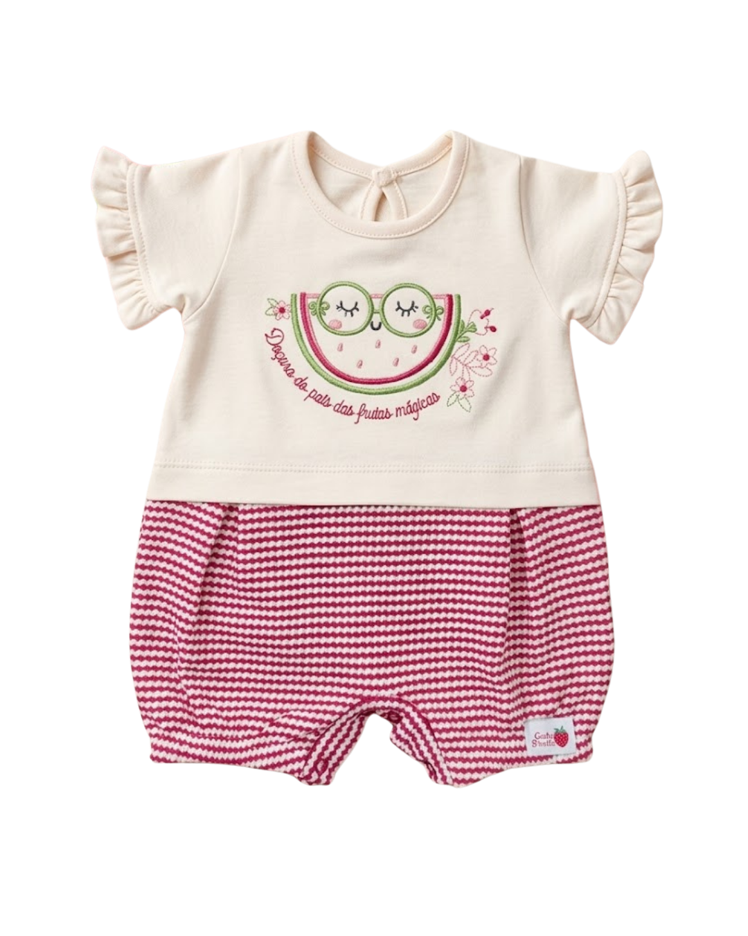 Macacão Feminino Curto Presente de Anjo Bordado