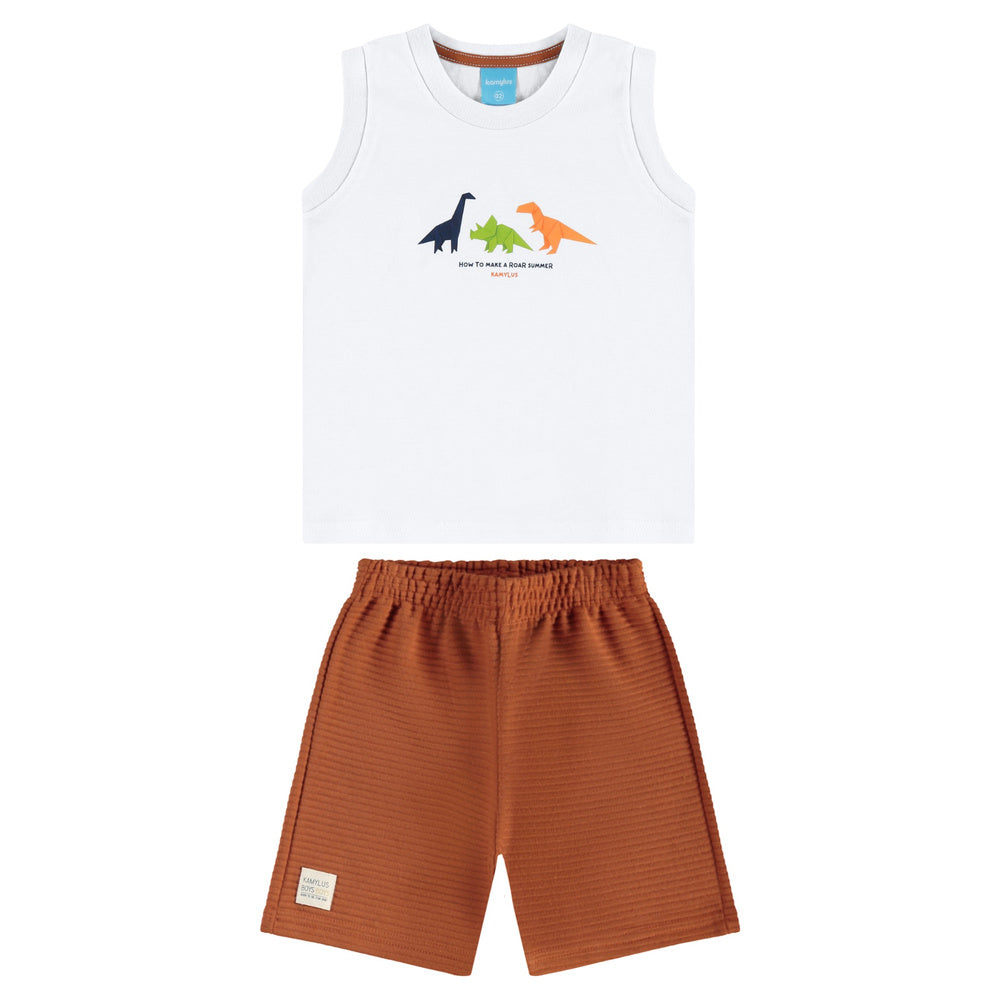Conjunto Infantil Masculino Kamylus Dino Roar Summer Origami