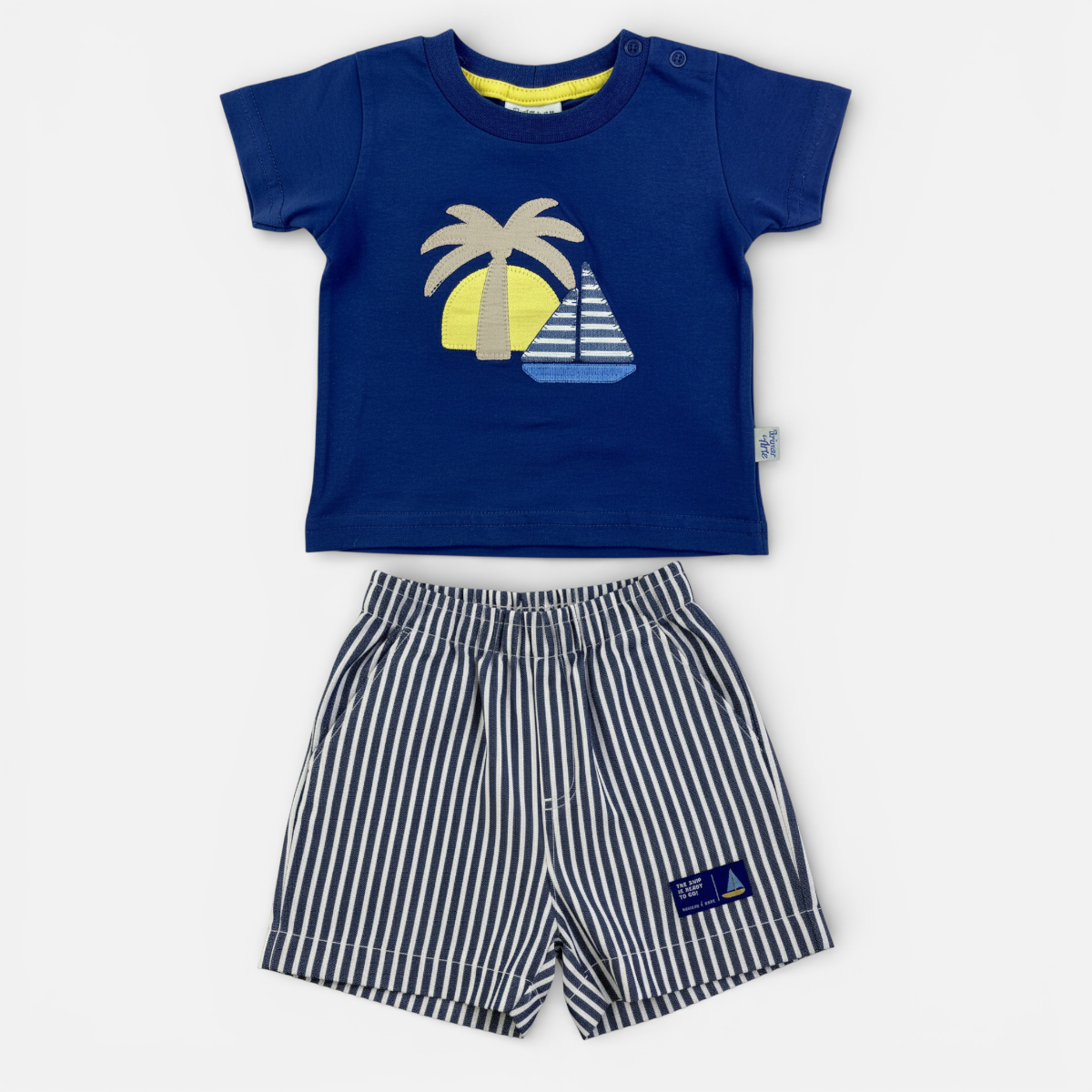 Conjunto Masculino Infantil Brincar e Arte Coqueiro e Barco