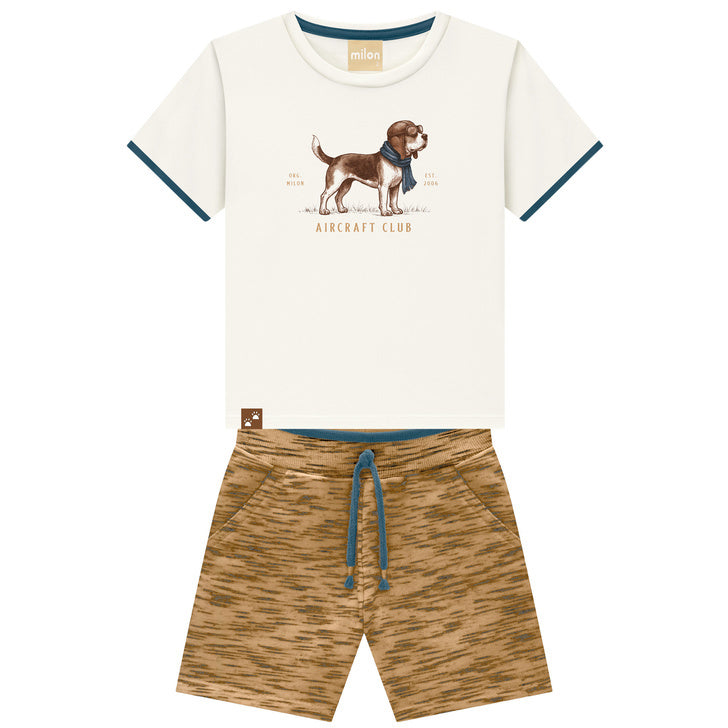 Conjunto Masculino Milon Bebê Aircraft Club Camiseta e Short