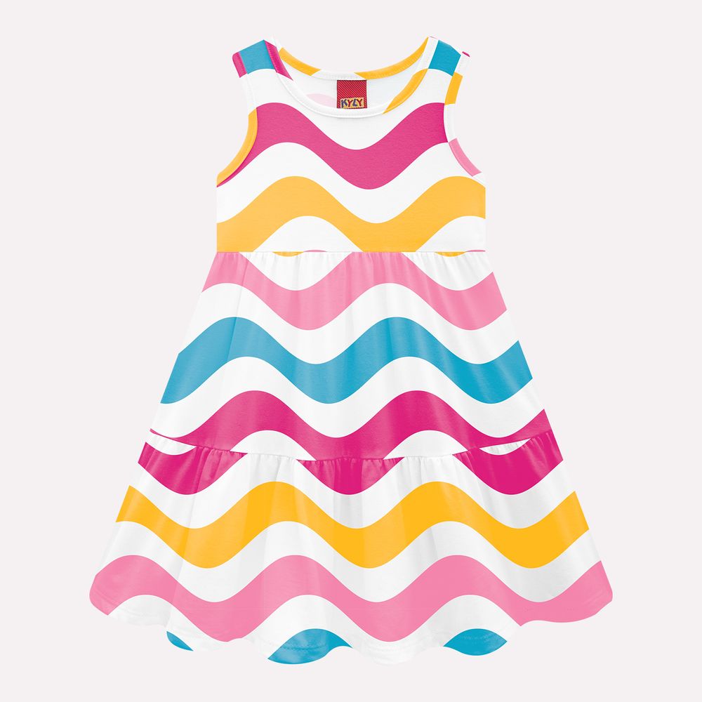 Vestido Infantil Kyly Ondas Colorido