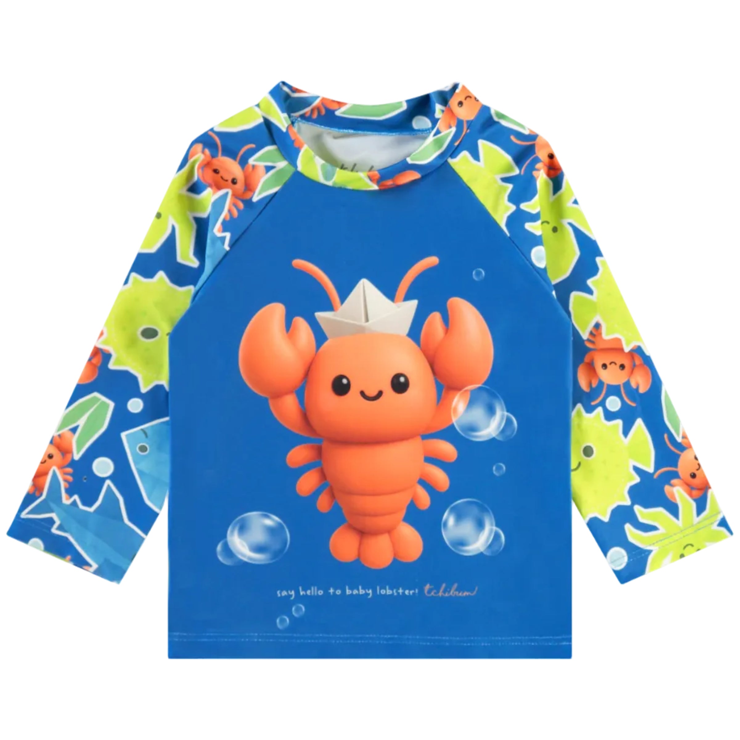 Conjunto de Praia Infantil Masculino Kamylus Tchibum Lagosta Proteção UV 50+ Dri-Fit com Sunga