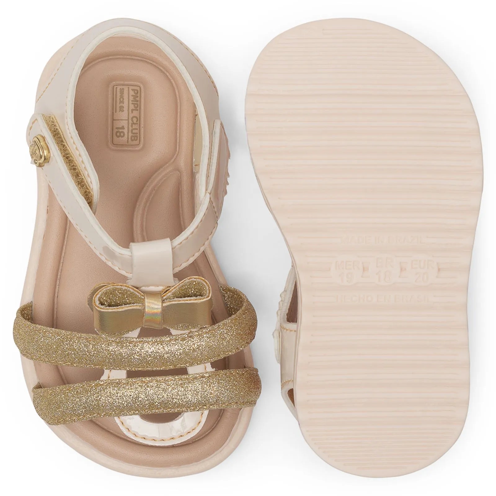 Sandalia Feminina Pimpolho Infantil Lacinho Glitter
