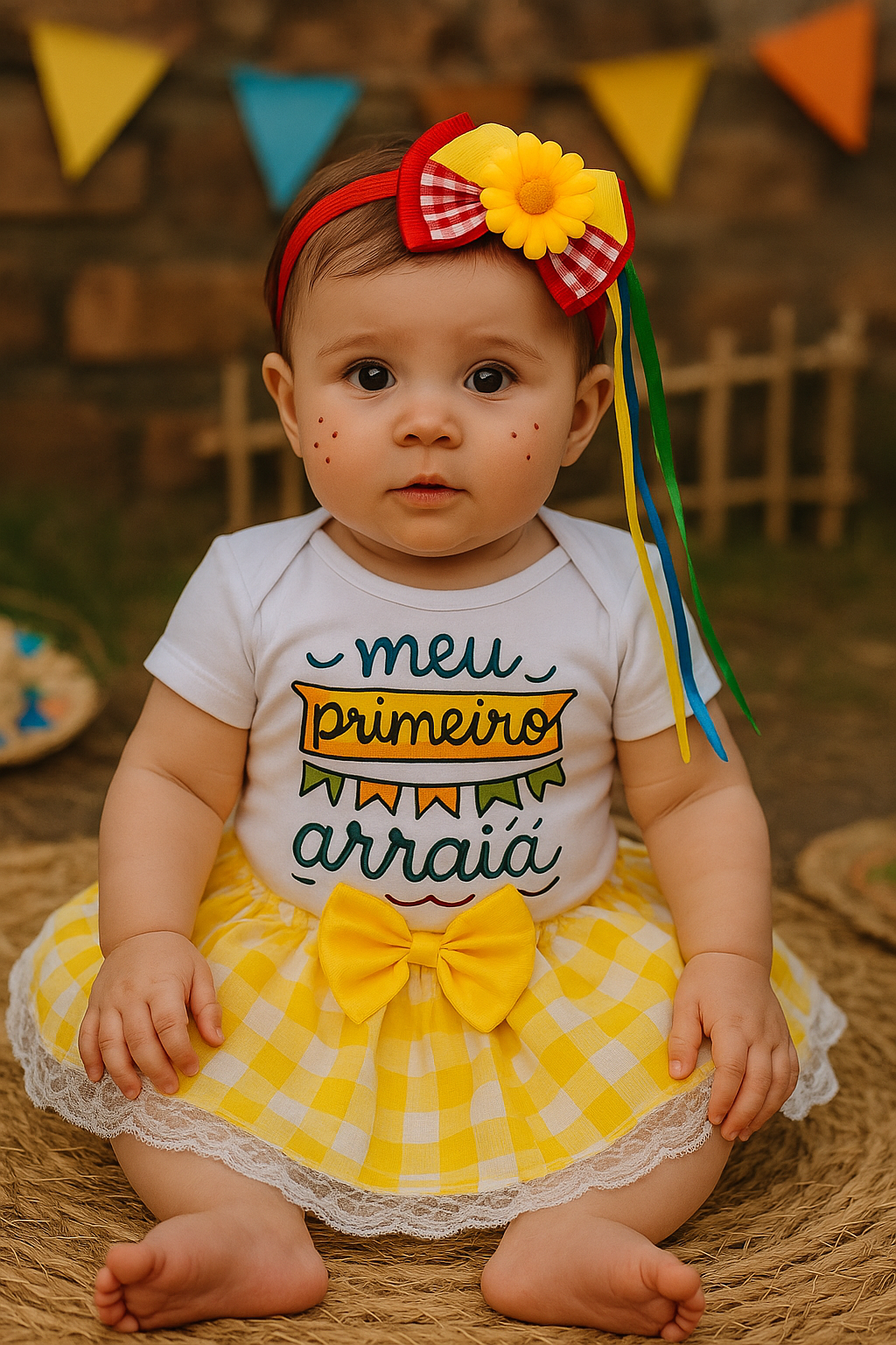 Look completo Body + Saia + Faixa de cabelo Festa Junina