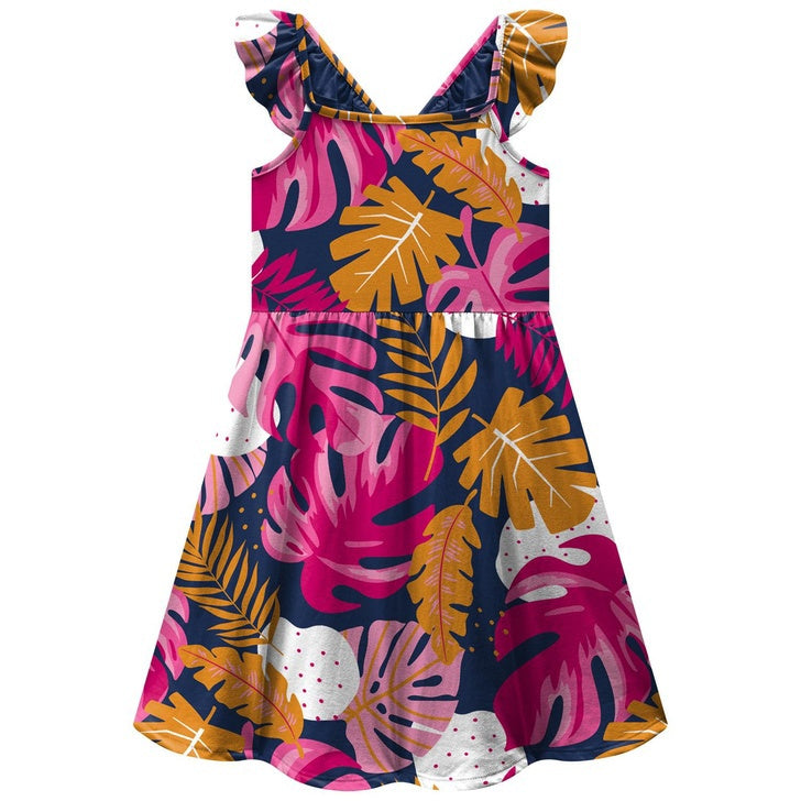 Vestido Infantil Feminino Kyly Folhagens Tropicais
