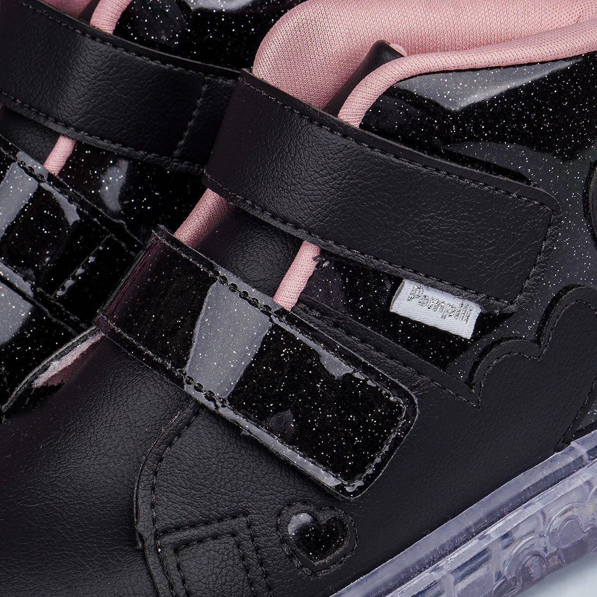Tênis Cano Médio Pampili Sneaker Luz Glitter e Corações