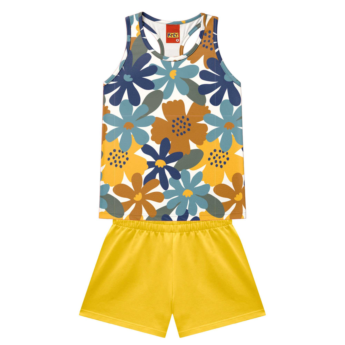 Conjunto Infanto-Juvenil Feminino Kyly Regata Estampada e Short Liso