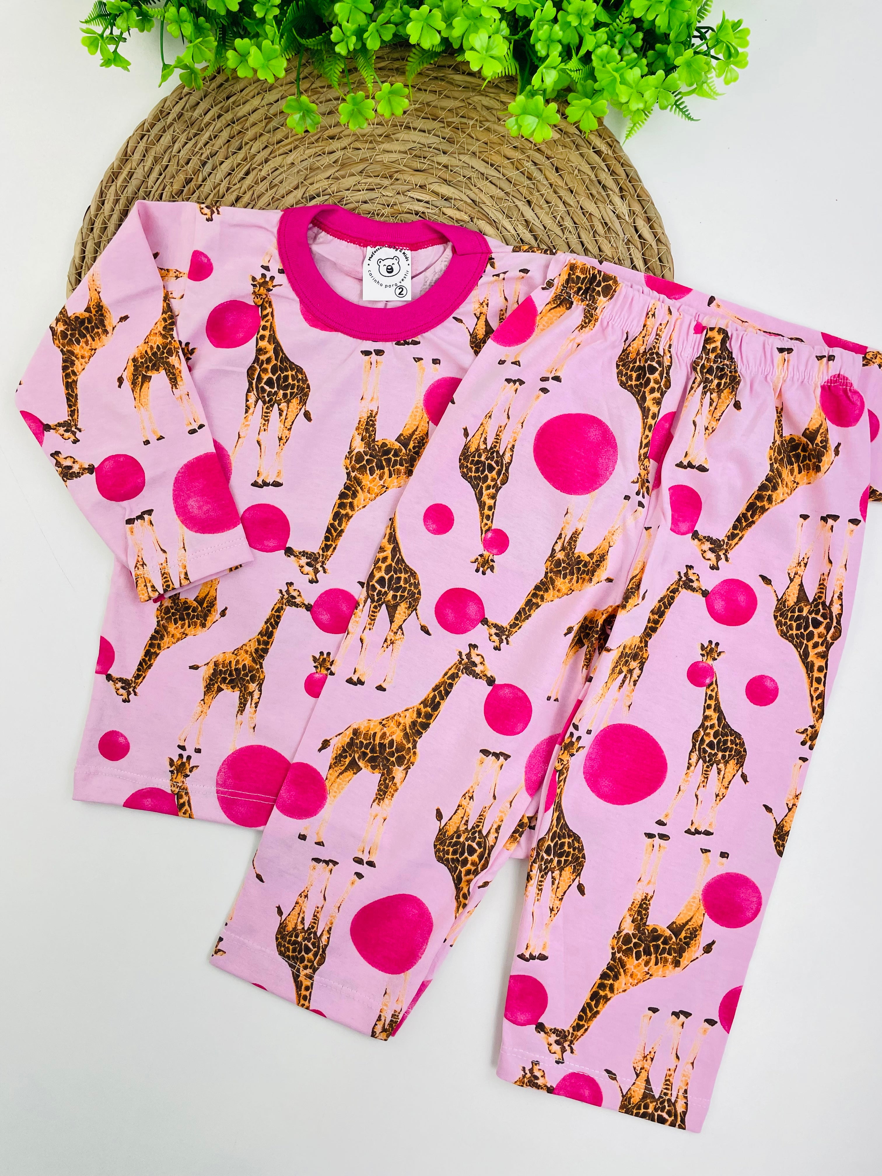 Pijama Manga Longa Mafessoni Girafa