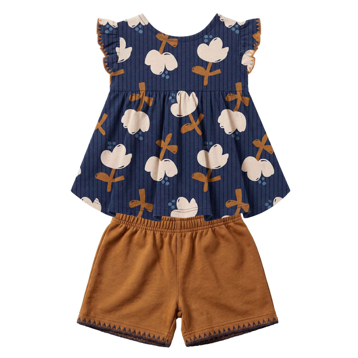 Conjunto Infantil Feminino Kyly Flor de Algodão Blusa e Short
