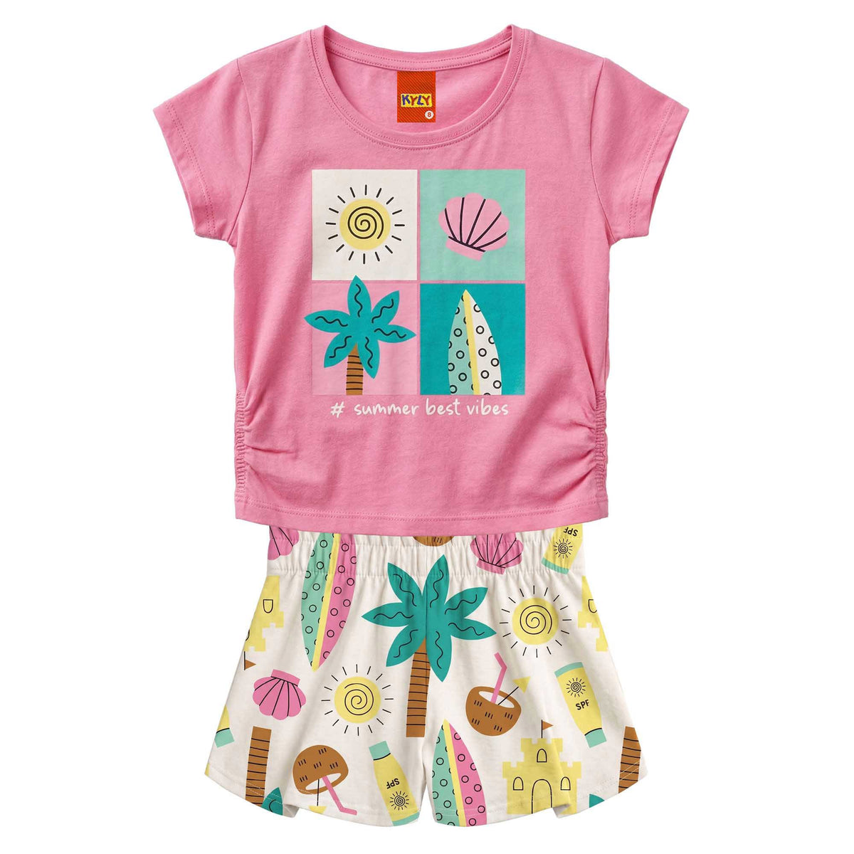Conjunto Infantil Feminino Camiseta e Short Kyly Summer Best