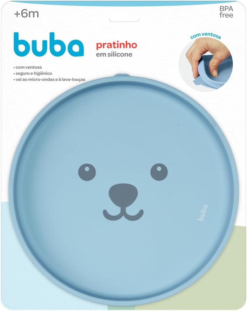 Prato Infantil Silicone com Ventosa Buba Antiderrapante