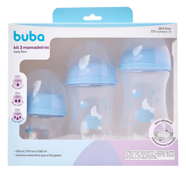 Mamadeiras Buba Easy Flow Nuvem Com 3 Unidades