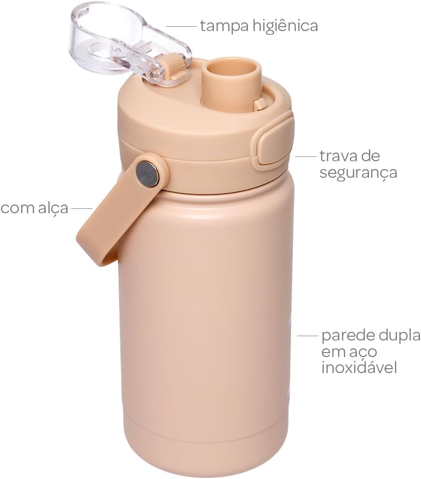 Garrafa Térmica Buba Parede Dupla +3 anos Bege - 350 Ml
