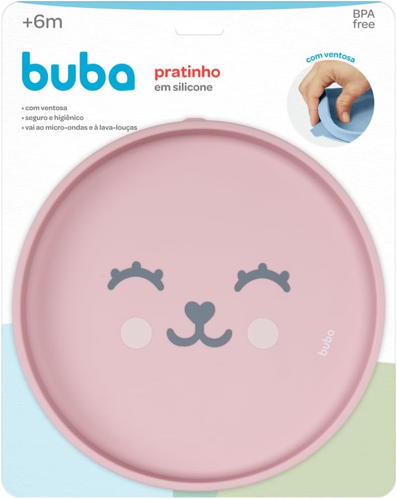 Prato Infantil Silicone com Ventosa Buba Antiderrapante