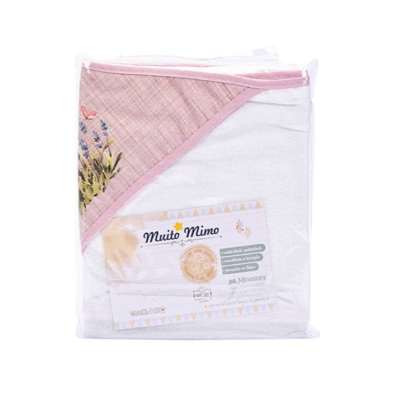 Toalha Fralda de Bebê com Capuz Estampado Muito Mimo 100% Algodão