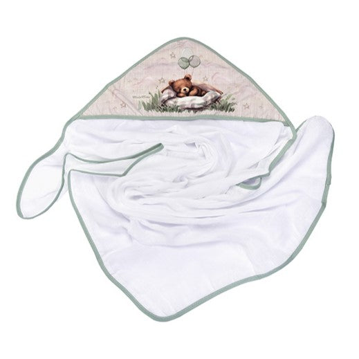 Toalha Fralda de Bebê com Capuz Estampado Muito Mimo 100% Algodão