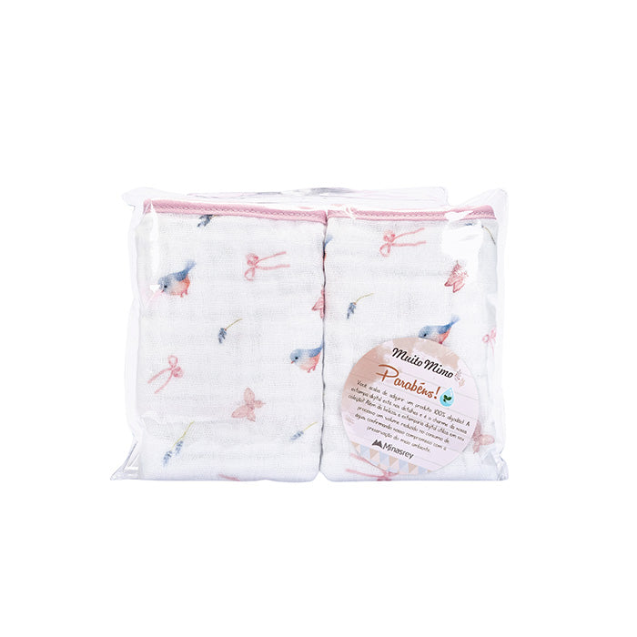 Kit Paninho de Boca Bebê Soft Muito Mimo com Prendedor de Chupeta 2 Pçs