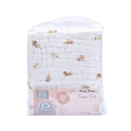 Toalha de Banho Infantil Soft com Capuz Muito Mimo 80x80cm