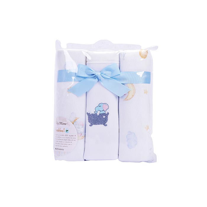 Kit Cueiro de Bebê Flanelado Muito Mimo Bichinhos 3 Peças 80x80cm