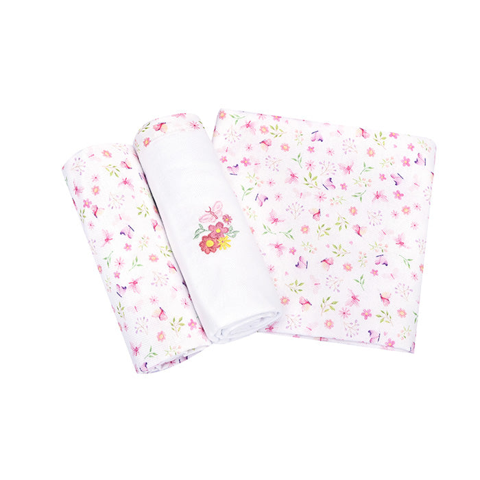 Kit Cueiro Muito Mimo Bordado 80x80cm 3 Peças