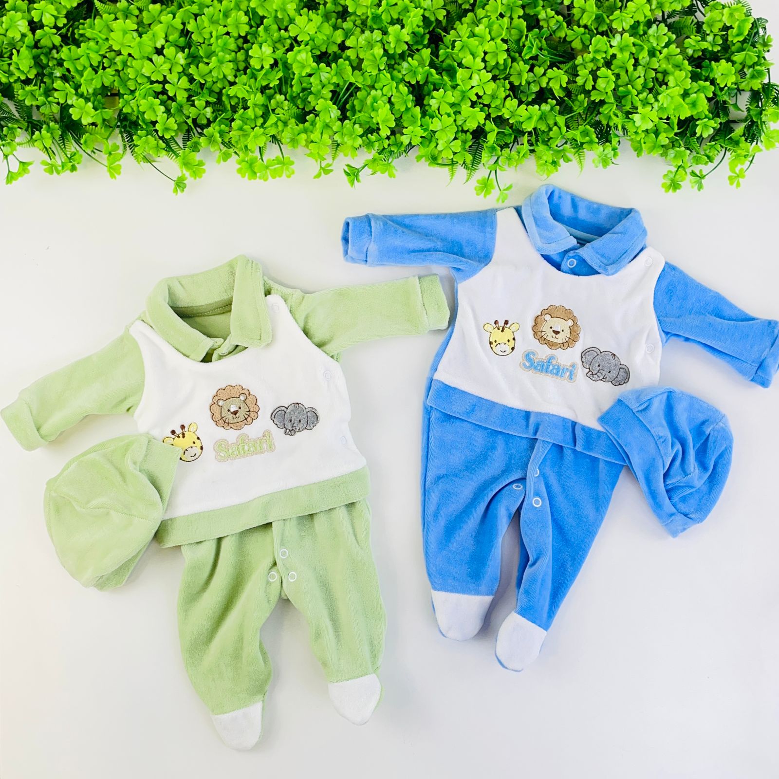 Macacão Bebê Menino Djiele Safari em Plush com Touca Manga Longa