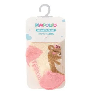 Meia Cano Alto Zero Feminina Pimpolho Colorida para Bebê