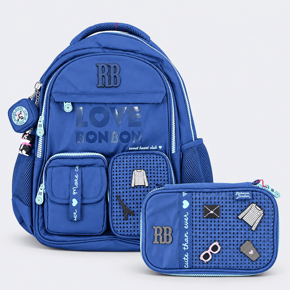 Kit Mochila de Costas Rebecca Bonbon Love 17,5 Oficial com Estojo