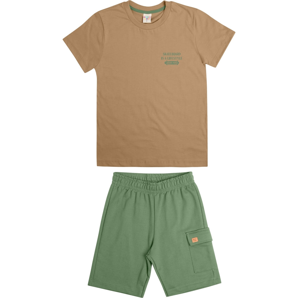 Conjunto Infantil Masculino Have Fun Lifestyle Camiseta e Bermuda Moletom Cargo