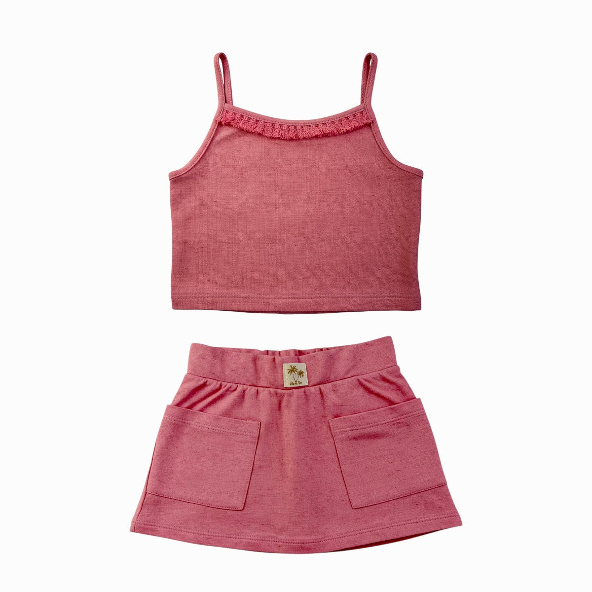 Conjunto Feminino Infantil Have Fun Natural em Malha Linho