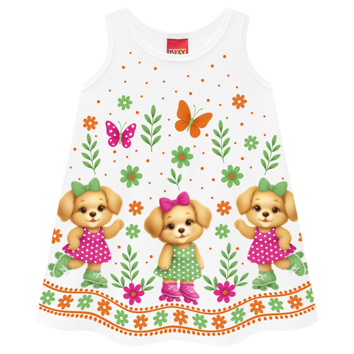 Vestido Infantil Kyly Cachorrinha de Patins Meia Malha
