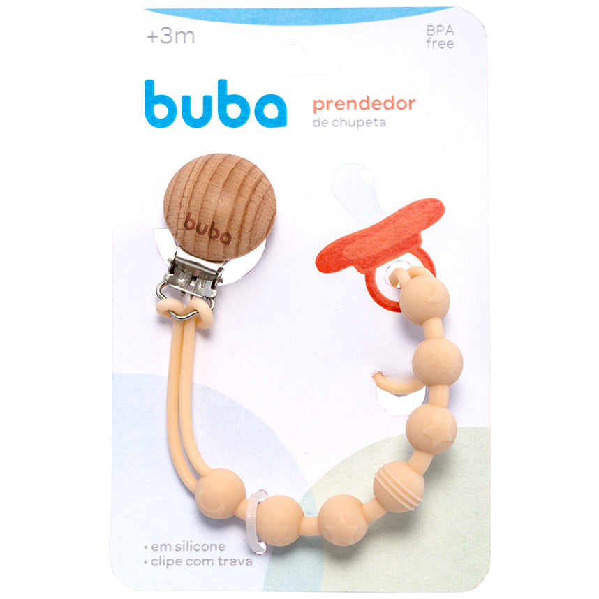 Prendedor de Chupeta Buba Bolinhas em Silicone +3M