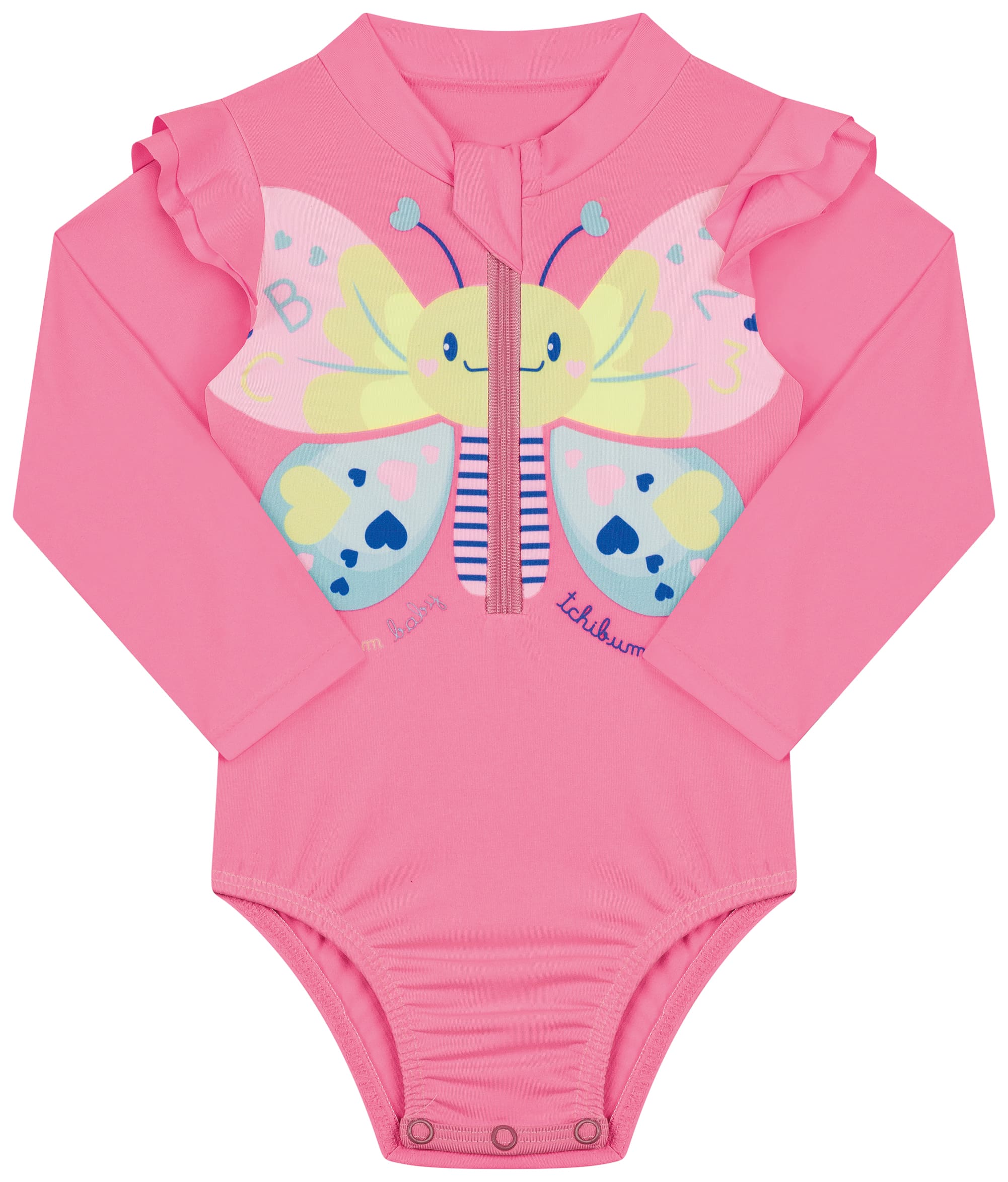 Maiô Infantil Manga Longa Kamylus Tchibum Borboleta UV50+ – Proteção Solar e Conforto
