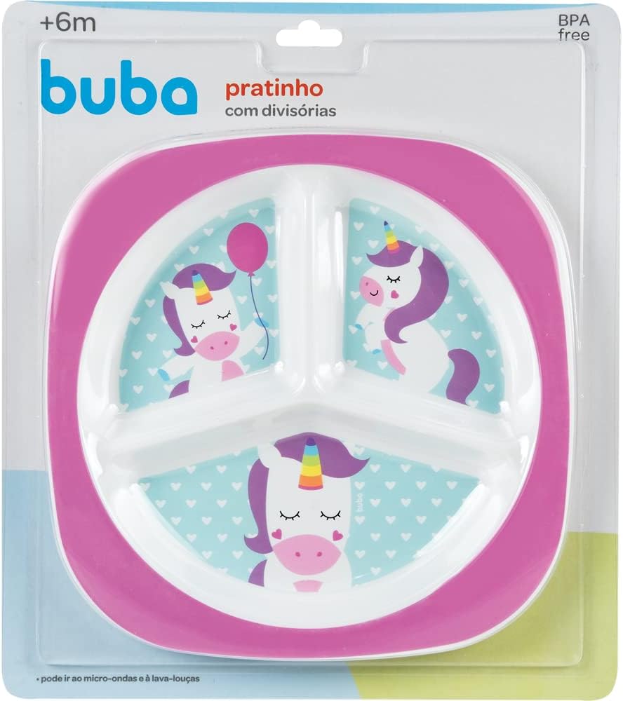 Pratinho Infantil Buba Animal Fun com Divisórias Livre de BPA 6 Meses+