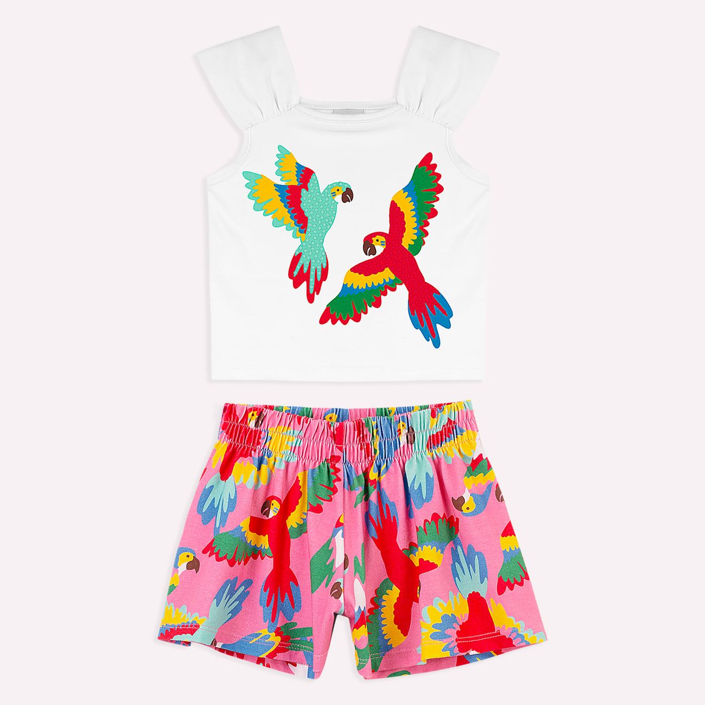 Conjunto Infantil Feminino Nanai Araras com Aplicação de Strass