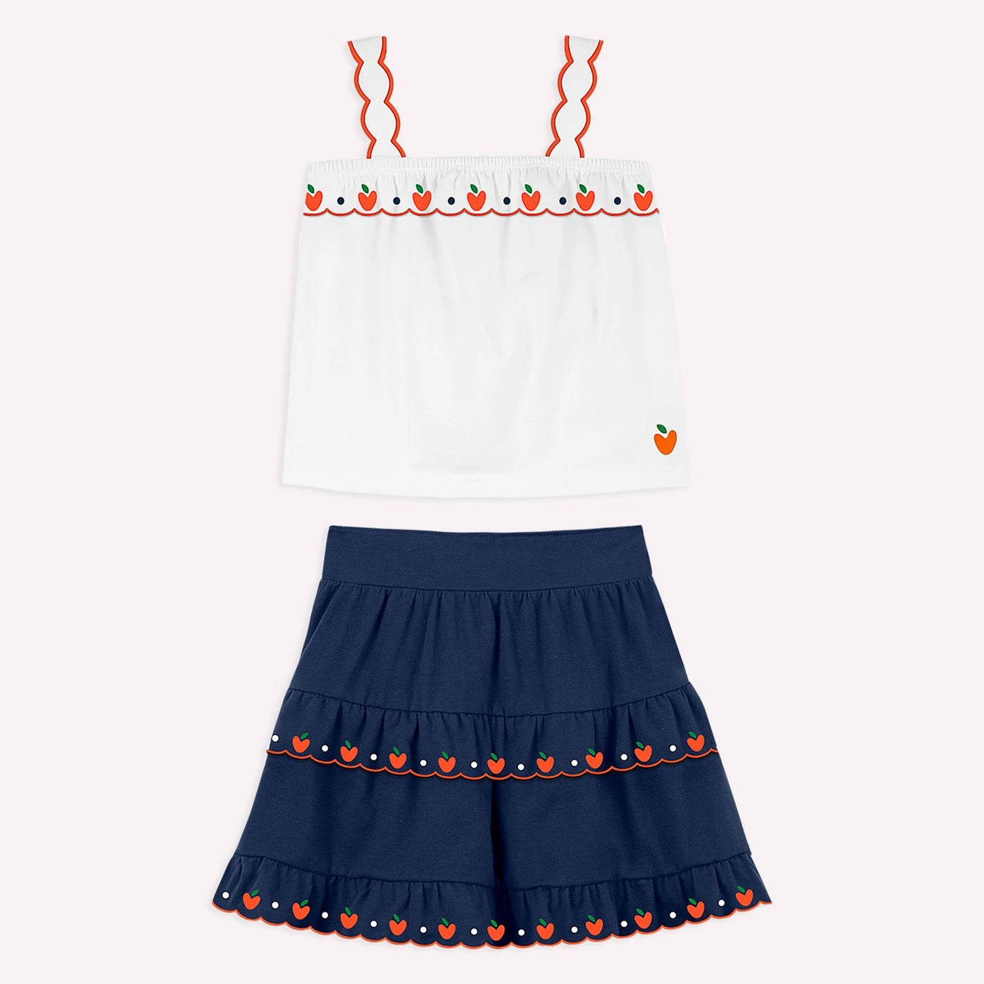 Conjunto Infantil Feminino Nanai Laranjas Cropped e Saia Short