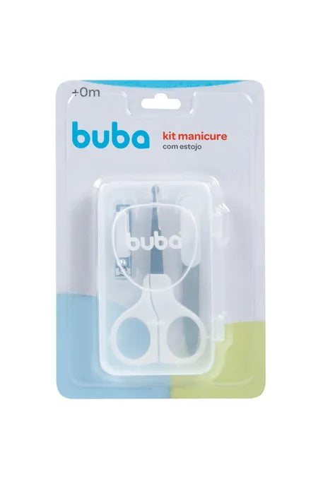 Kit Manicure Baby Buba 3 Peças com Estojo – Tesoura, Lixa e Cortador +0M