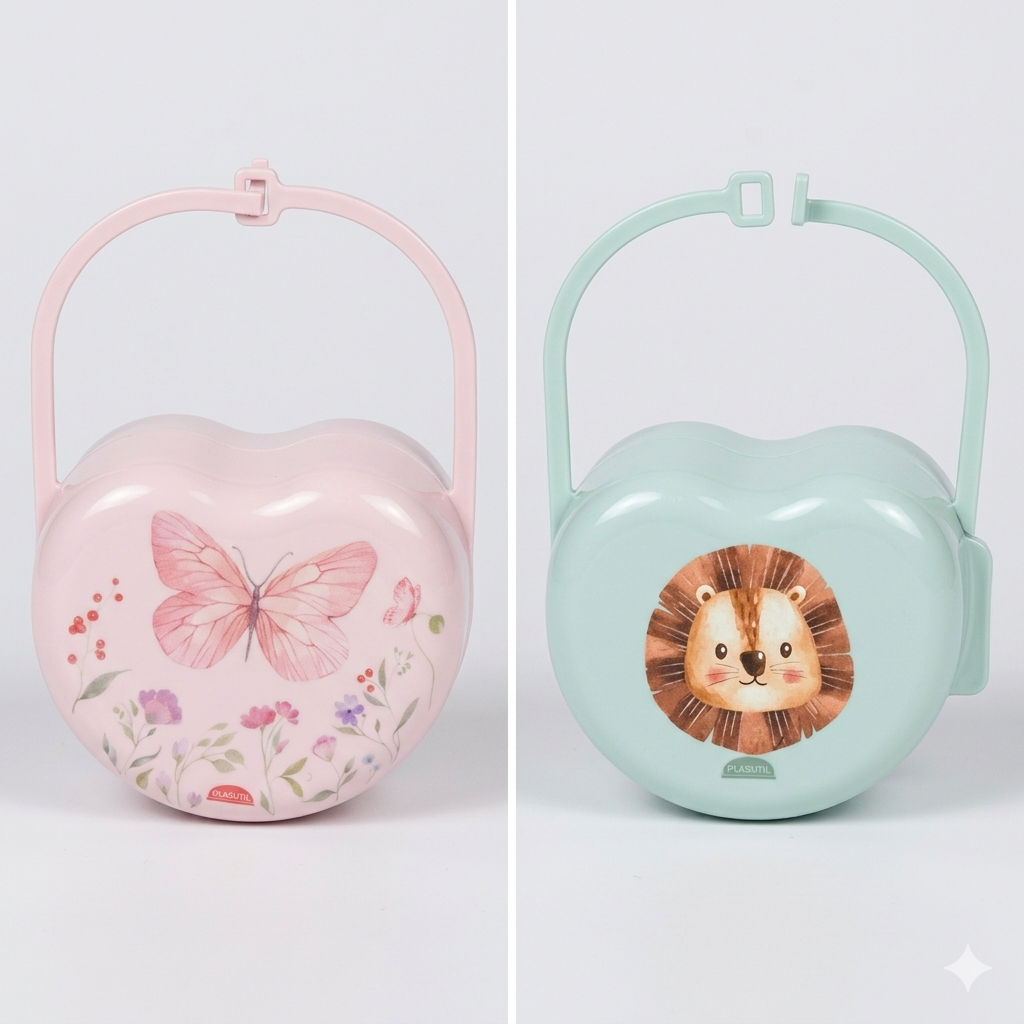 Porta Chupeta Infantil Plasútil com Alça e Estampa Delicada 140ml