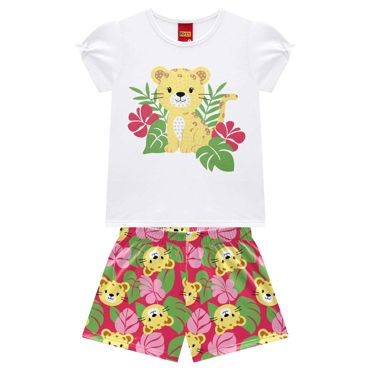 Conjunto Feminino Bebê Kyly Oncinha com Strass